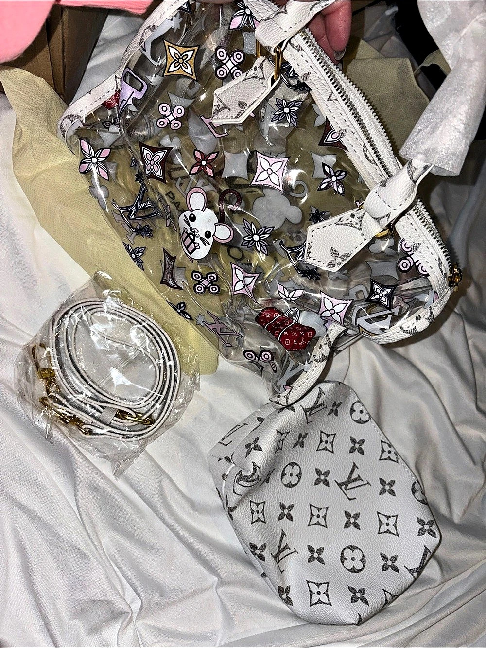 Monogram Clear Tote with Pouch - Picture 3 of 11